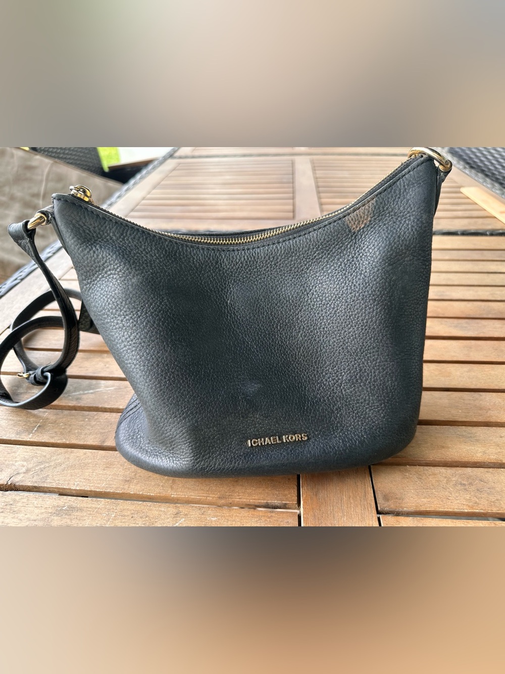 Michael Kors Black Pebbled Leather Crossbody Shoulder Bag